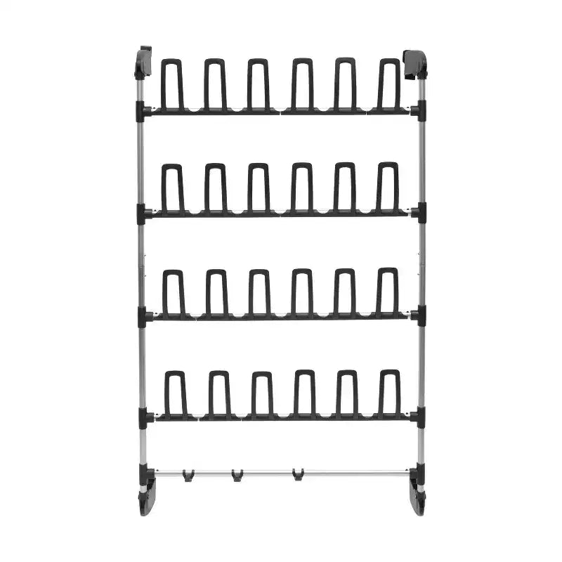 Scarpiera da appendere alla porta con 12 paia e 4 ganci per accessori, organizer per scarpe e cappelli con struttura in metallo