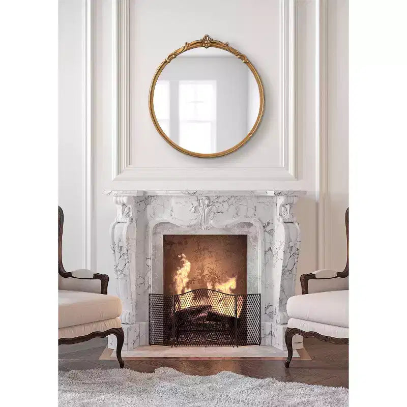 Specchio da parete rotondo con cornice dorata, 76x76 cm, moderno decorativo, nessun montaggio richiesto
