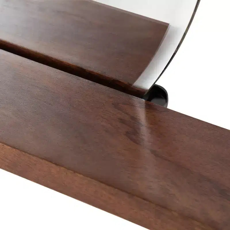 Specchio senza cornice tondo Fosset 30" x 24" con mensola, marrone noce, bordo smussato chic, legno di mango