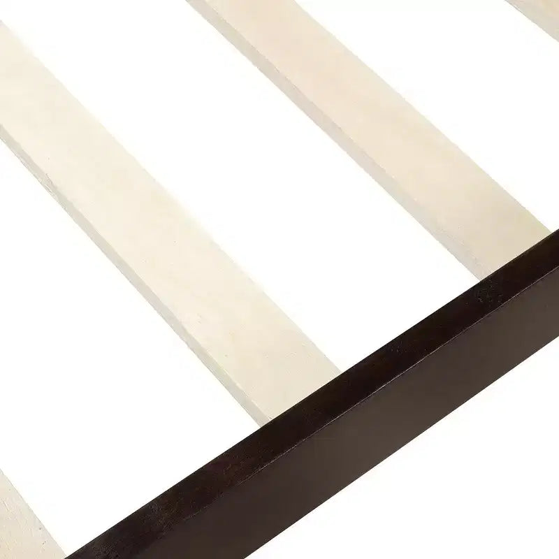 Letto a piattaforma a slitta in legno massello Twin Size con testiera e pediera a pannelli a giorno