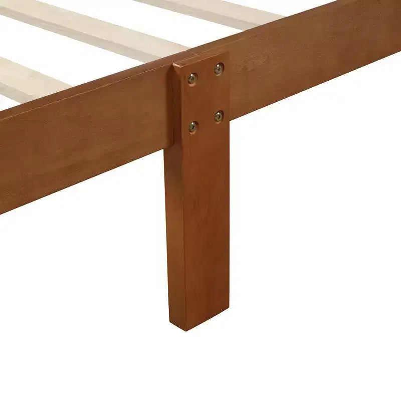 Letto a piattaforma a slitta in legno massello Twin Size con testiera e pediera a pannelli a giorno
