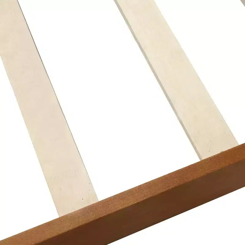 Letto a piattaforma a slitta in legno massello Twin Size con testiera e pediera a pannelli a giorno