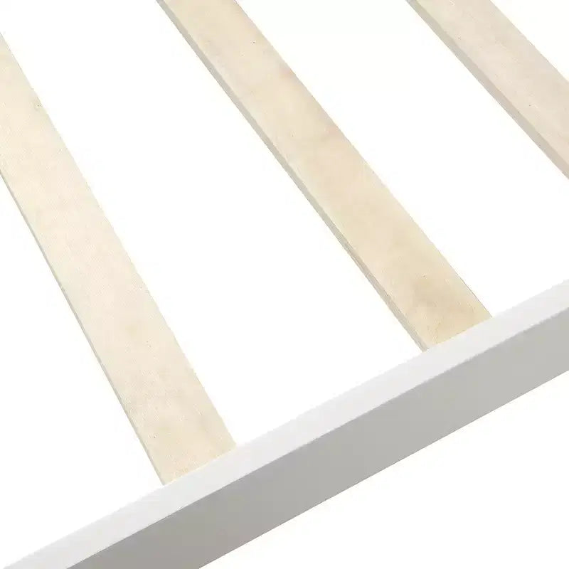 Letto a piattaforma a slitta in legno massello Twin Size con testiera e pediera a pannelli a giorno