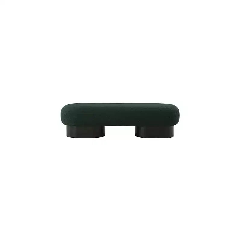 Panca Rivestita in Tessuto Bouclé con Base Nera, Crema