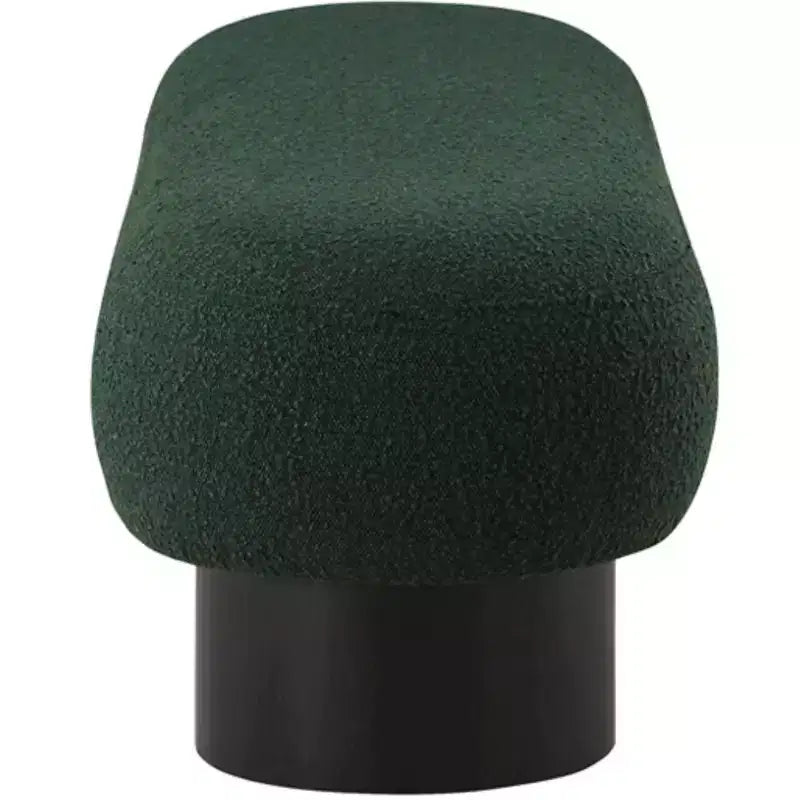 Panca Rivestita in Tessuto Bouclé con Base Nera, Crema