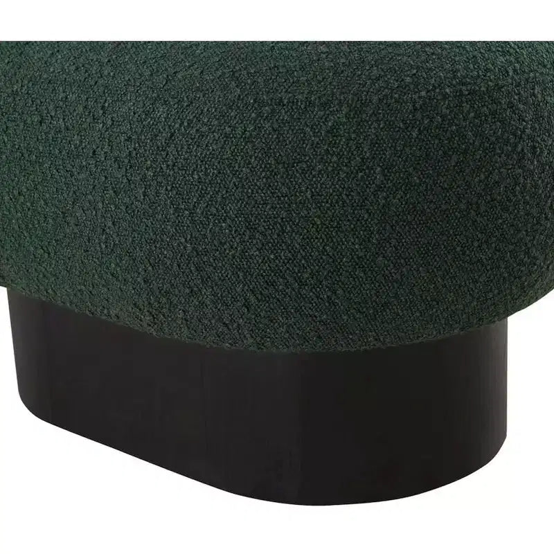 Panca Rivestita in Tessuto Bouclé con Base Nera, Crema
