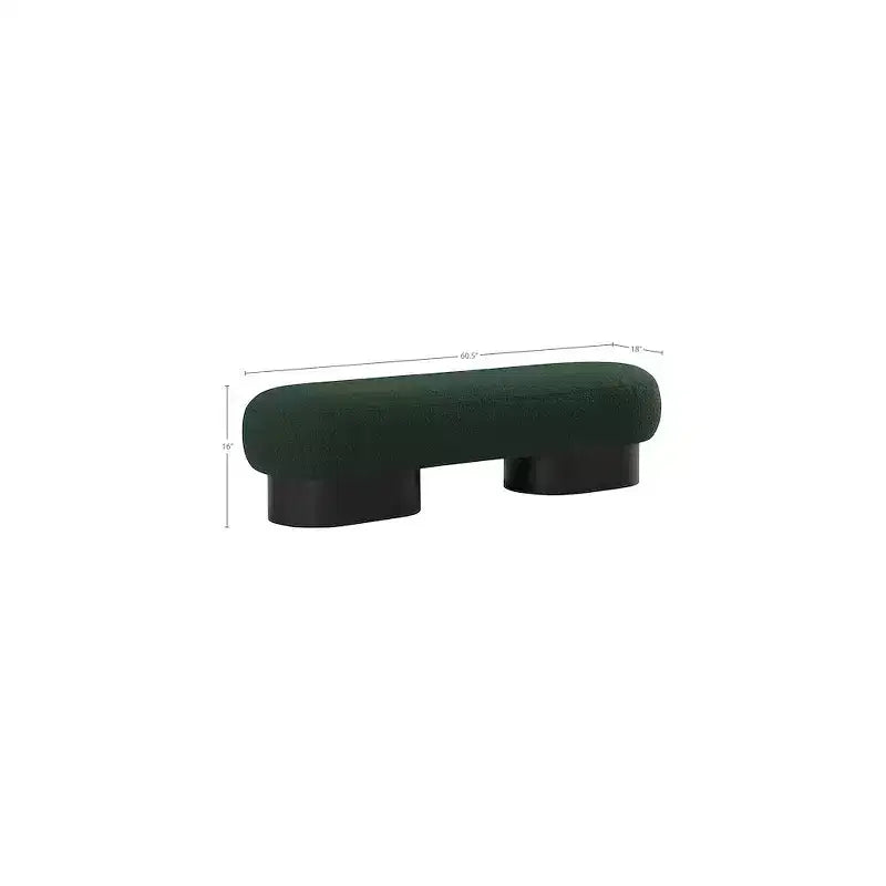 Panca Rivestita in Tessuto Bouclé con Base Nera, Crema