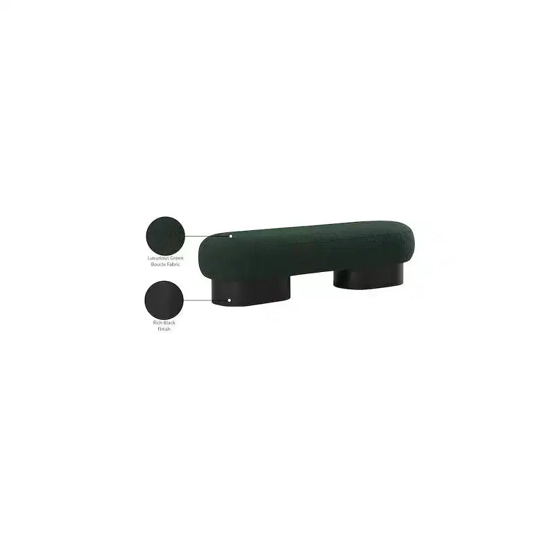 Panca Rivestita in Tessuto Bouclé con Base Nera, Crema