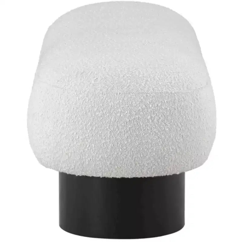 Panca Rivestita in Tessuto Bouclé con Base Nera, Crema