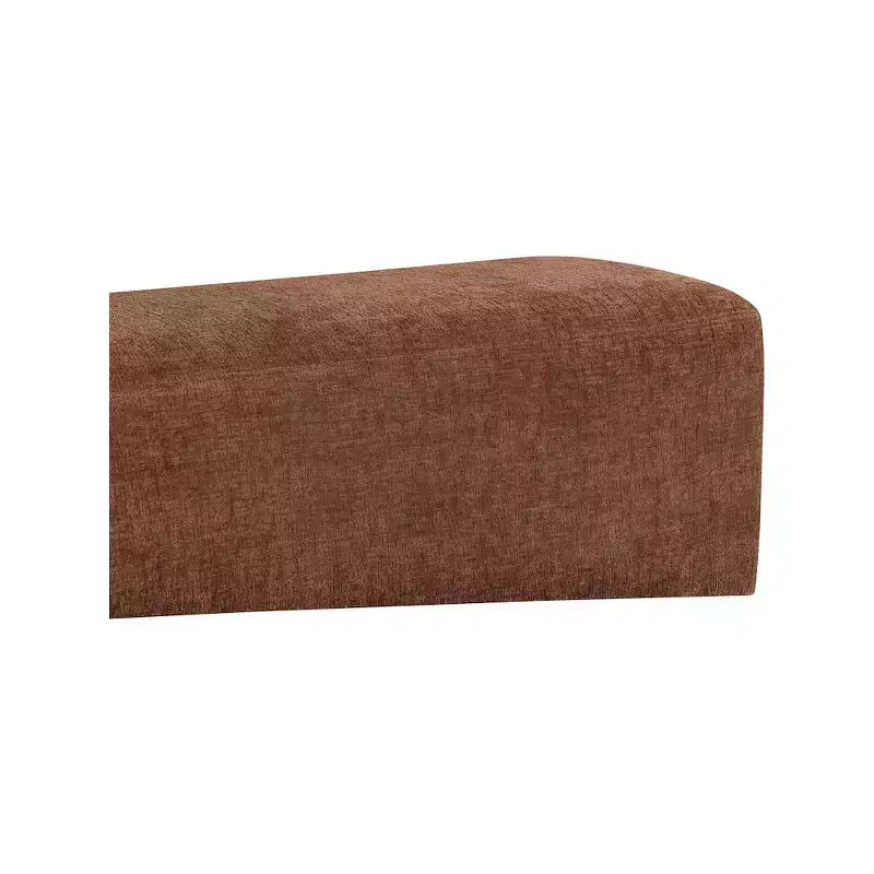 Panca rivestita in tessuto di poliestere con base in legno di noce, Cognac