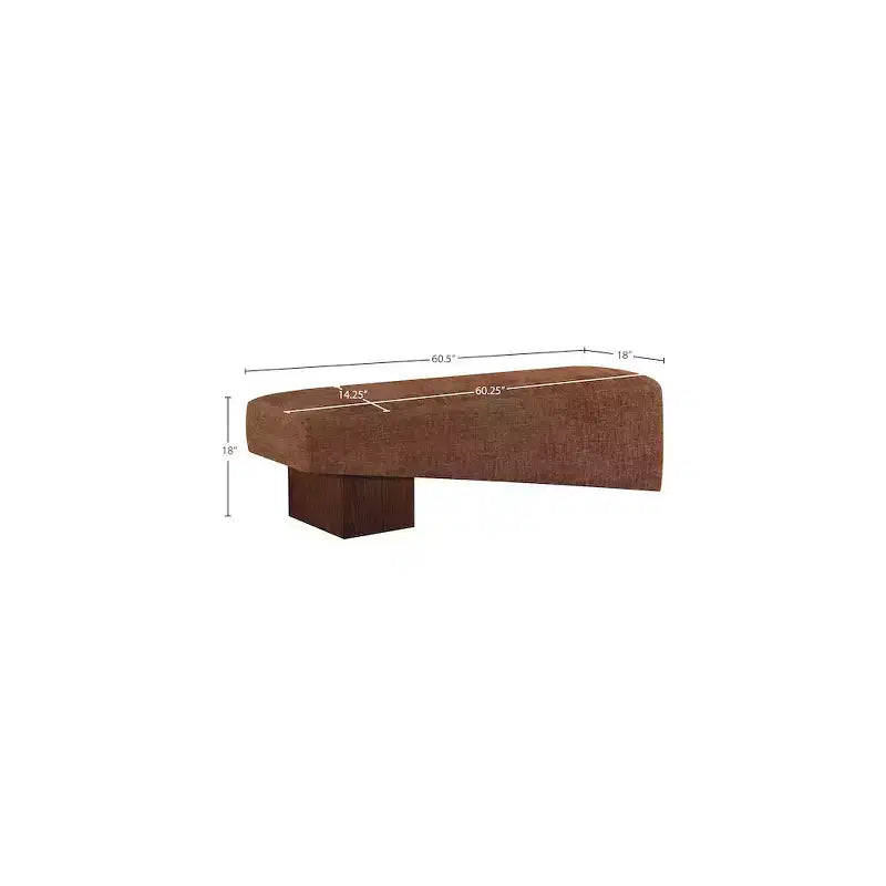 Panca rivestita in tessuto di poliestere con base in legno di noce, Cognac