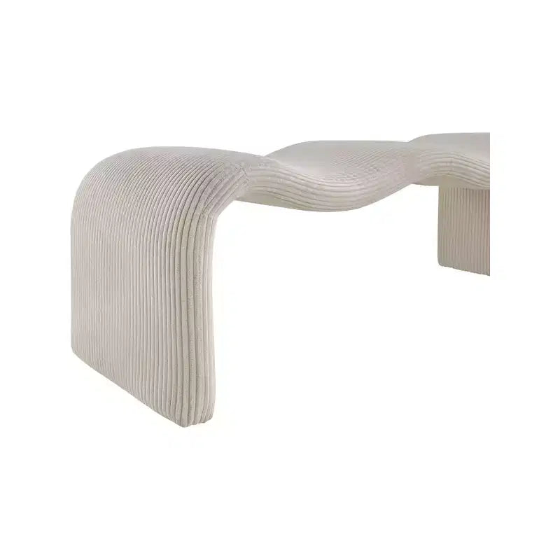Panca rivestita in velluto a coste con struttura in ferro, color crema