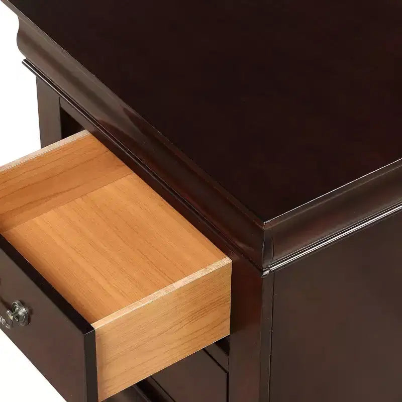 Comodino/Comò Moderno a 5 Cassetti in Legno Massello con Dettagli in Ottone, Mobile Contenitore per Camera da Letto