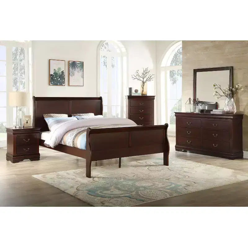 Comodino/Comò Moderno a 5 Cassetti in Legno Massello con Dettagli in Ottone, Mobile Contenitore per Camera da Letto