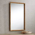 Specchio da parete rettangolare da bagno dorato anticato e rattan 23" x 36", stile Modern Farmhouse