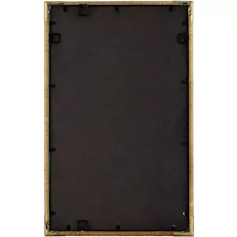 Specchio da parete rettangolare da bagno dorato anticato e rattan 23" x 36", stile Modern Farmhouse