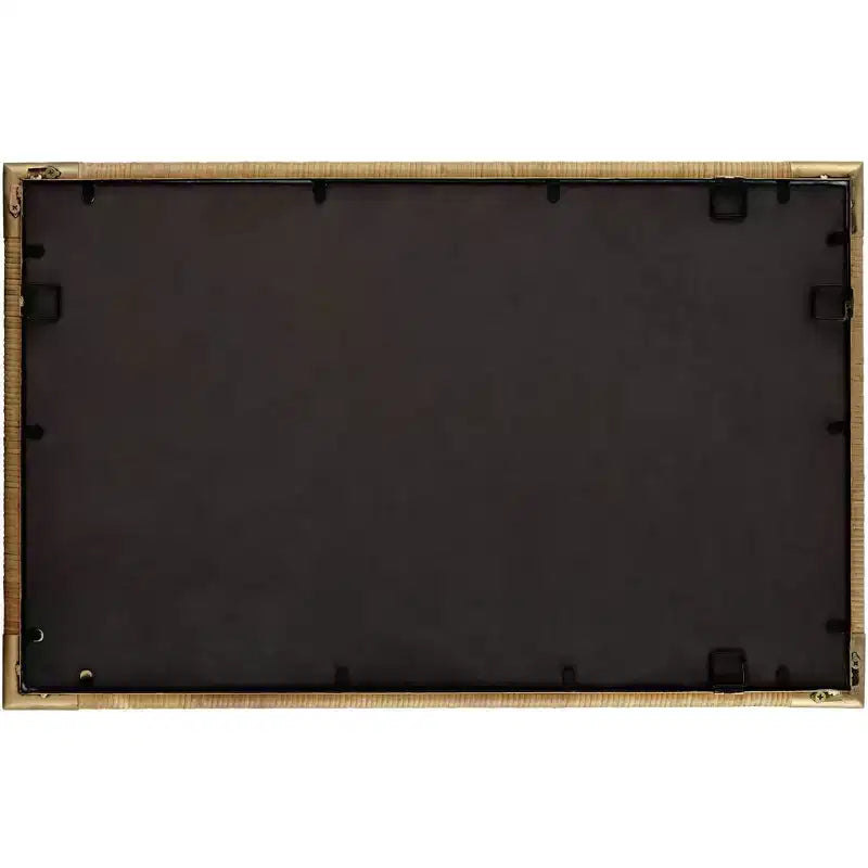 Specchio da parete rettangolare da bagno dorato anticato e rattan 23" x 36", stile Modern Farmhouse