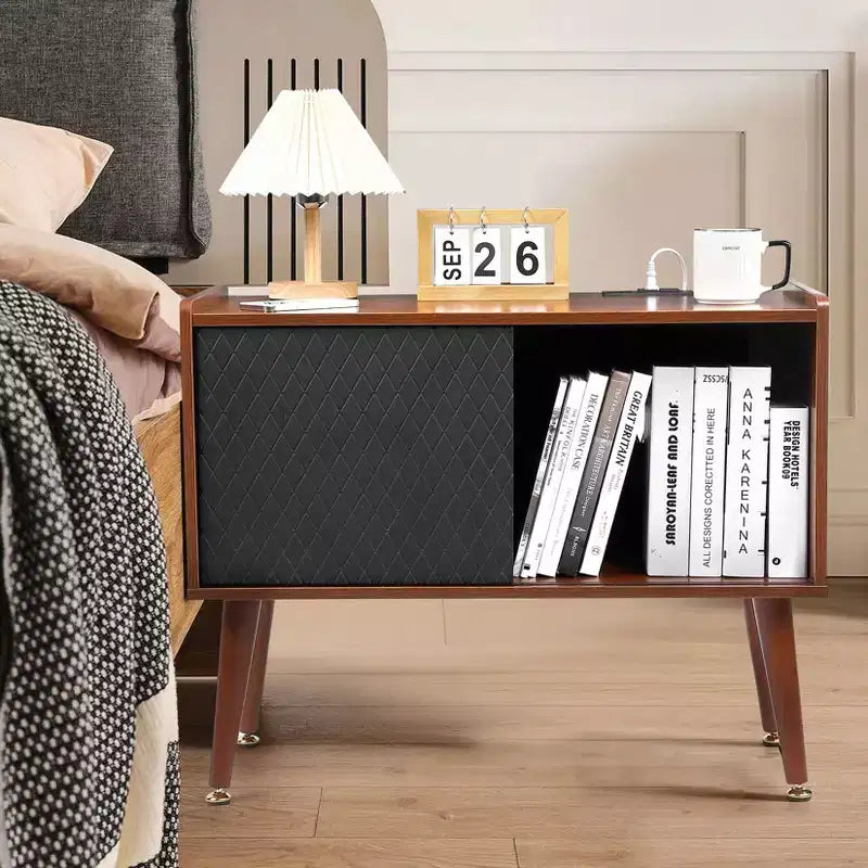 Mobile giradischi con stazione di ricarica e porte USB - Contiene fino a 300 album, Grande armadietto per dischi in vinile, Tavolino d'appoggio, Tavolino laterale