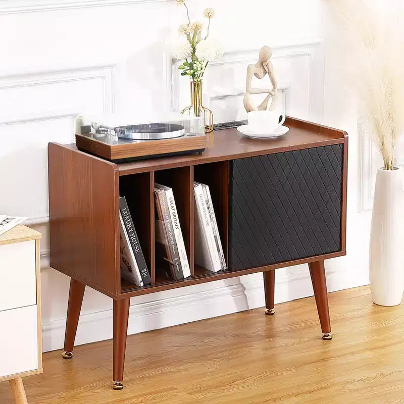 Mobile giradischi con stazione di ricarica e porte USB - Contiene fino a 300 album, Grande armadietto per dischi in vinile, Tavolino d'appoggio, Tavolino laterale
