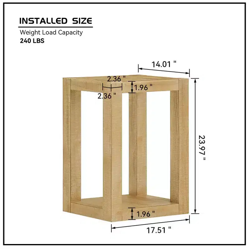 Tavolino Celeste da Divano Geometrico a Giorno in Legno Rustico, Marrone