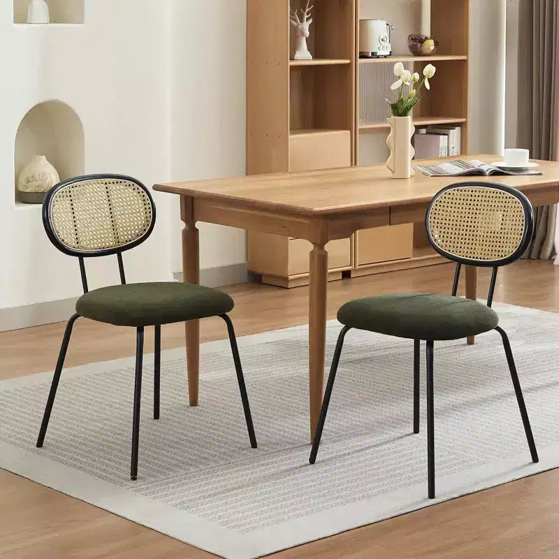 2 sedie da pranzo in rattan con gambe in metallo e schienale in rattan per sala da pranzo, cucina, soggiorno