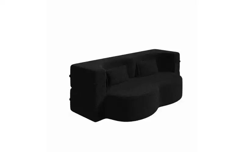 Divano moderno da terra con 2 cuscini, divano letto convertibile in tessuto Teddy imbottito in schiuma per soggiorno
