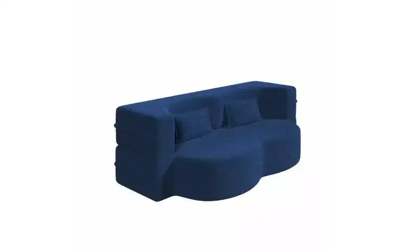 Divano moderno da terra con 2 cuscini, divano letto convertibile in tessuto Teddy imbottito in schiuma per soggiorno