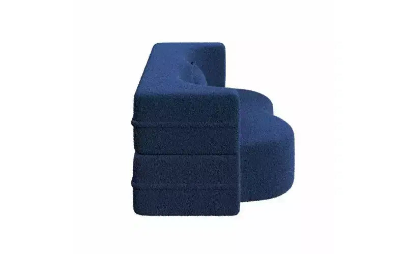 Divano moderno da terra con 2 cuscini, divano letto convertibile in tessuto Teddy imbottito in schiuma per soggiorno