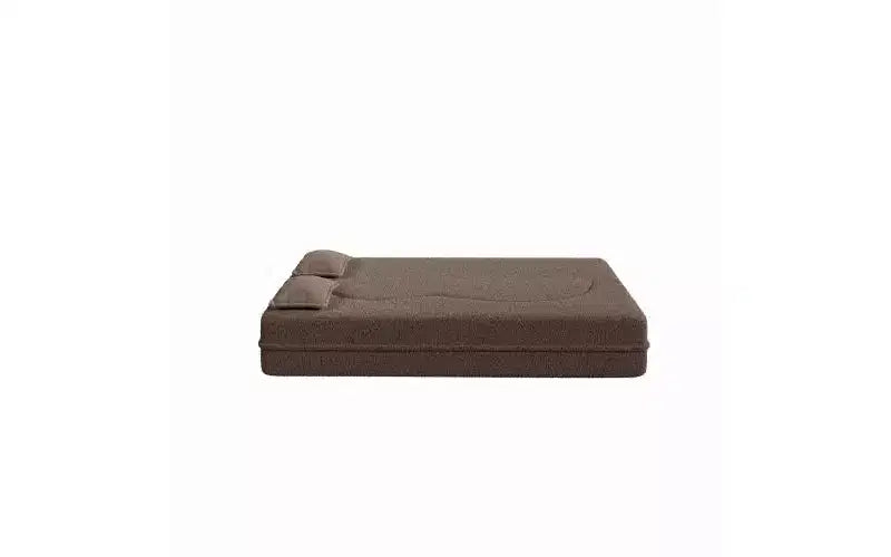 Divano moderno da terra con 2 cuscini, divano letto convertibile in tessuto Teddy imbottito in schiuma per soggiorno