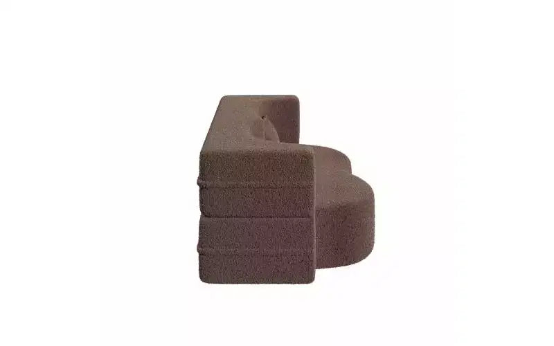Divano moderno da terra con 2 cuscini, divano letto convertibile in tessuto Teddy imbottito in schiuma per soggiorno