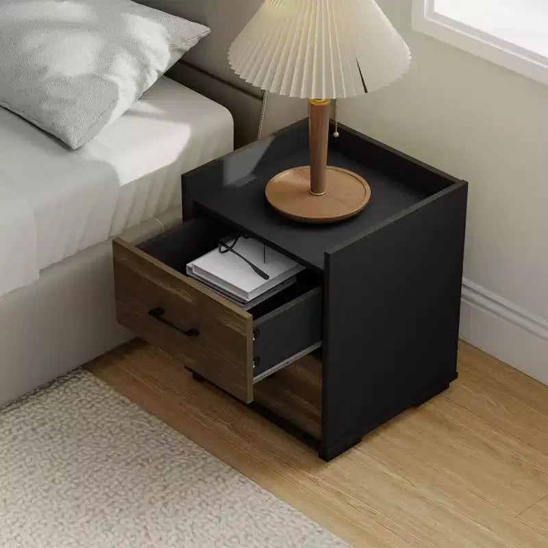 Comodino moderno a 2 cassetti, marrone