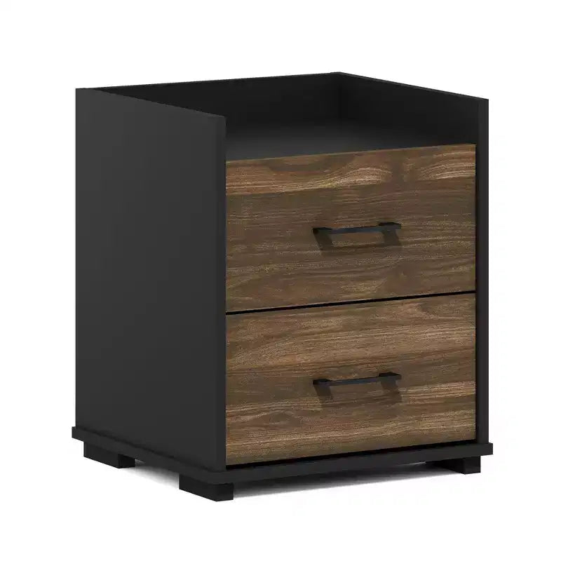 Comodino moderno a 2 cassetti, marrone