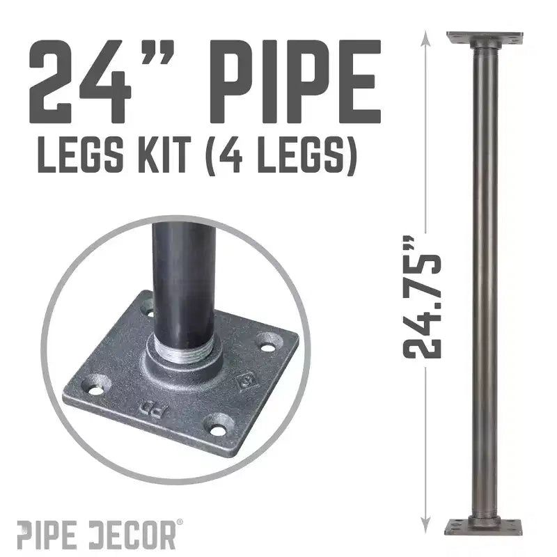 Piedini per tavolo industriali con flangia quadrata da 3/4" x 24", confezione da 4 pezzi