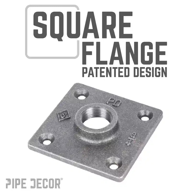Piedini per tavolo industriali con flangia quadrata da 3/4" x 24", confezione da 4 pezzi