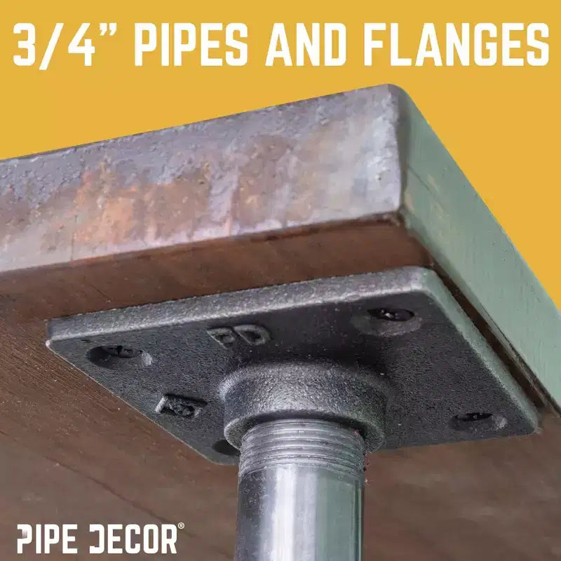 Piedini per tavolo industriali con flangia quadrata da 3/4" x 24", confezione da 4 pezzi