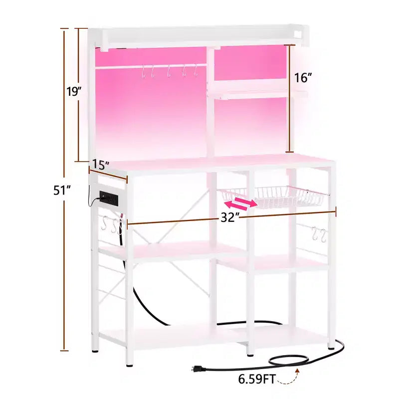 Scaffale da Cucina con 6-10 Ganci, Scaffale da Forno con Presa di Corrente