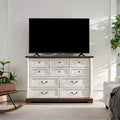 Okak Farmhouse Console Dressers with Drawers&Base,Chest of Drawers for Bedroom,Living Room,Rustic Wooden Dresser with Handle Ring