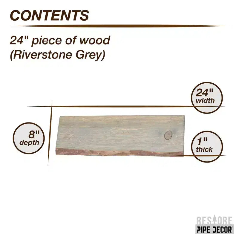 Mensole in legno Riverstone Grey da 24 pollici con bordo vivo (solo legno)