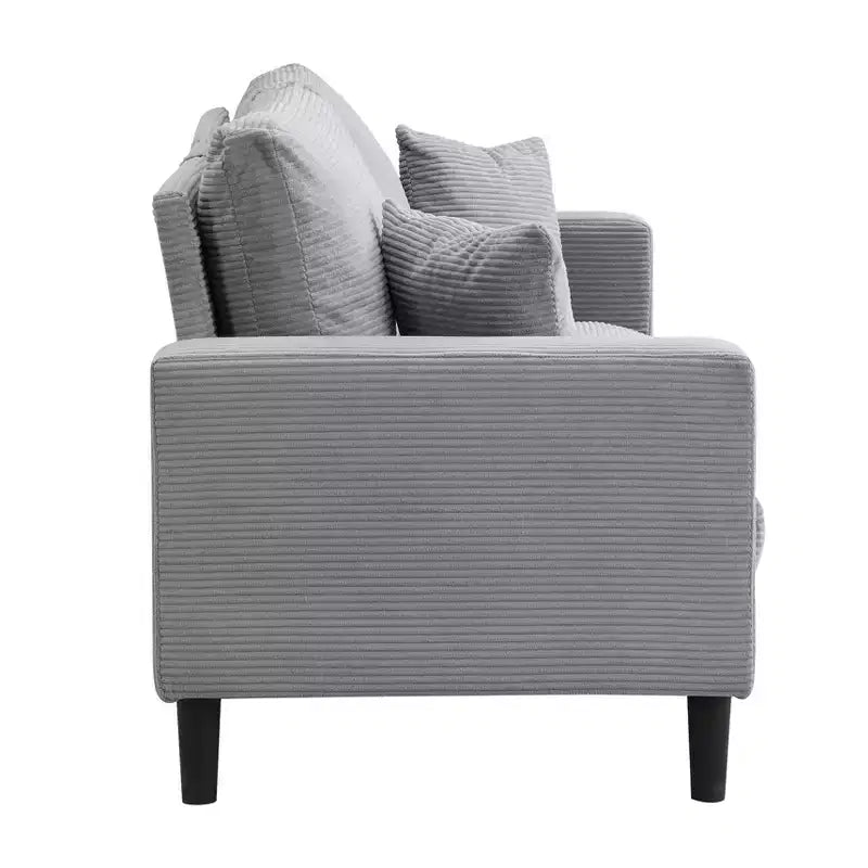 Divano moderno imbottito a 3 posti con struttura in legno per soggiorno e camera da letto, grigio chiaro