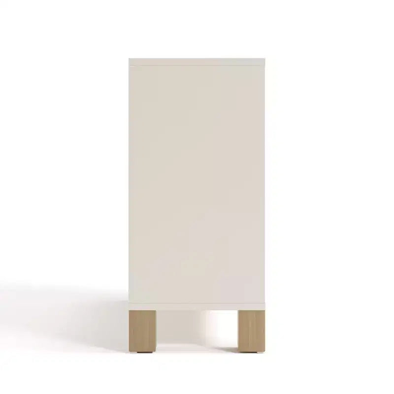 Libreria a Cubi a 4 Scomparti in Legno Massello per Asilo Nido e Cameretta, Oliva/Legno Naturale