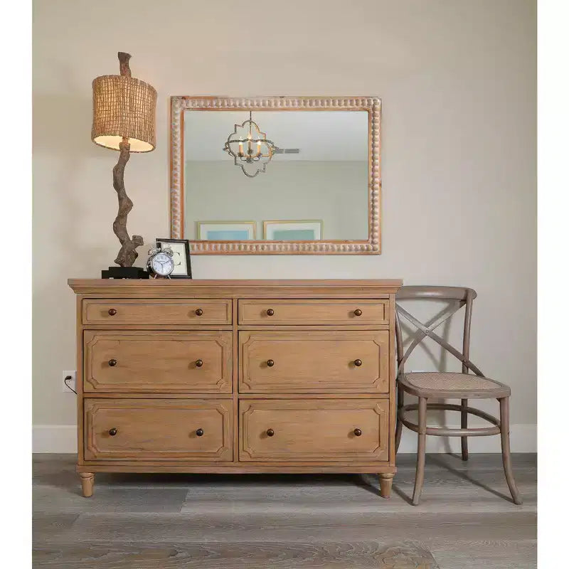 Specchio da parete rettangolare decorativo in legno stile rustico