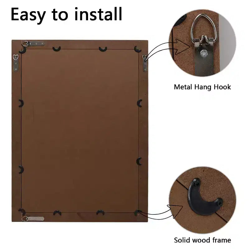 Specchio da parete rettangolare decorativo in legno stile rustico