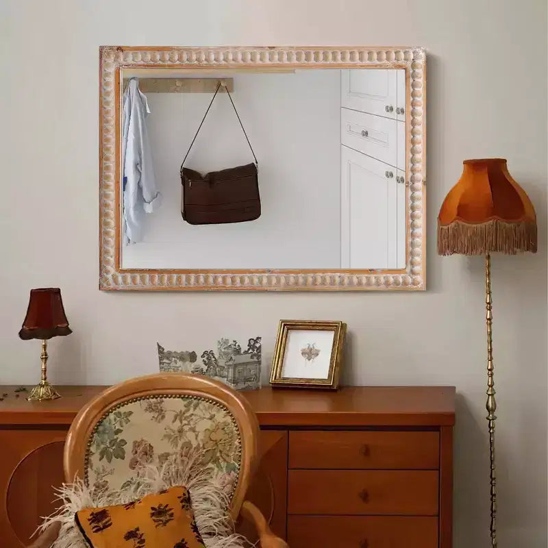 Specchio da parete rettangolare decorativo in legno stile rustico