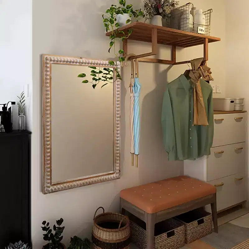 Specchio da parete rettangolare decorativo in legno stile rustico