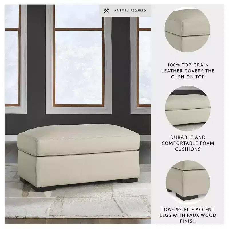 Pouf in pelle abbinata, Accento contemporaneo, Mandorla