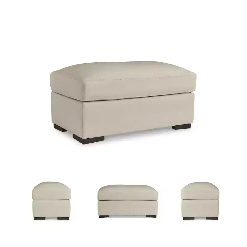 Pouf in pelle abbinata, Accento contemporaneo, Mandorla