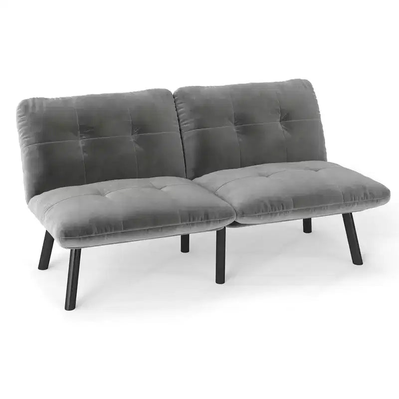 Divano letto pieghevole moderno a 2 posti per soggiorno e piccoli spazi, velluto grigio