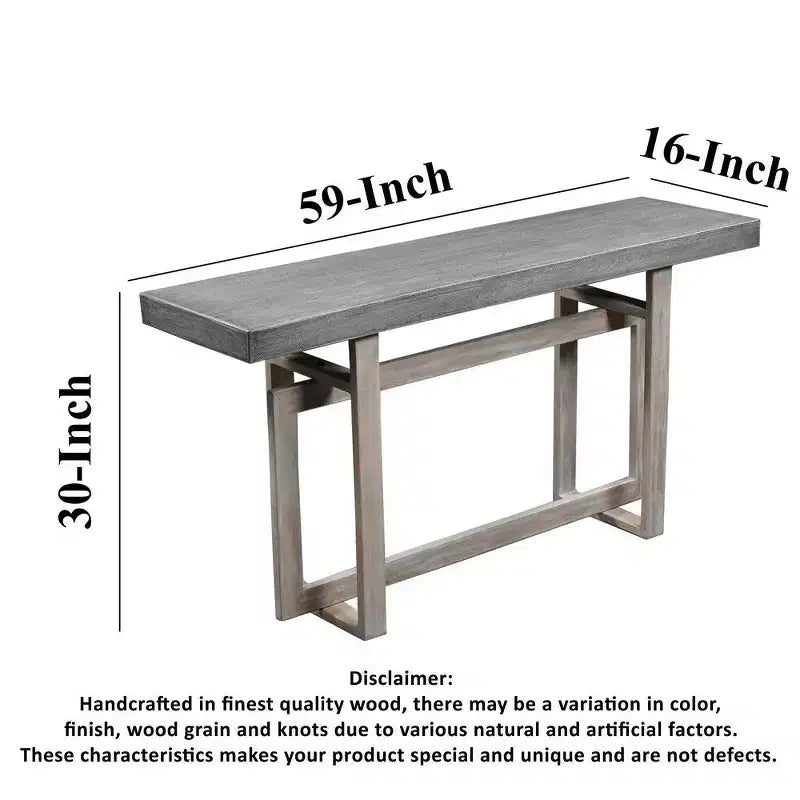 Tavolo Consolle/Credenza in Legno di Mango Artigianale da 150 cm con Base Geometrica Intrecciata, Grigio Decapato