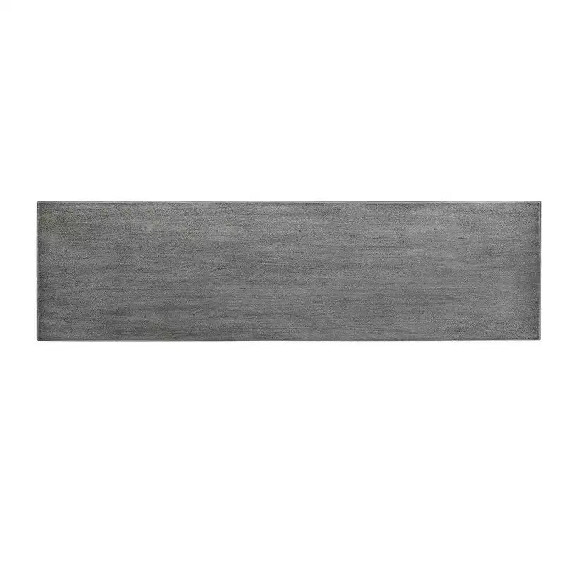 Tavolo Consolle/Credenza in Legno di Mango Artigianale da 150 cm con Base Geometrica Intrecciata, Grigio Decapato