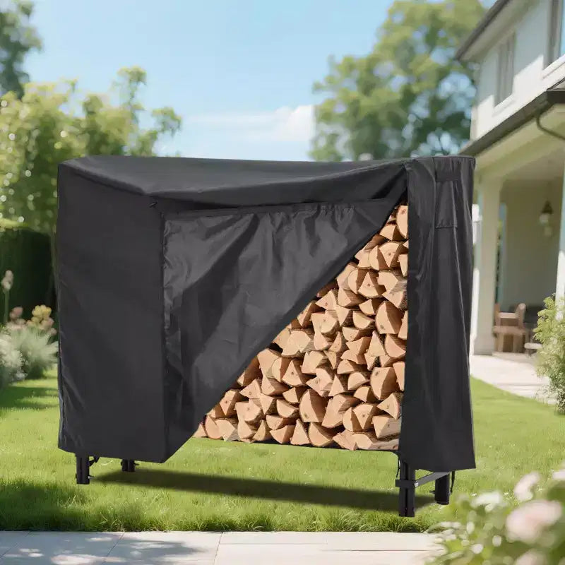 Porta legna da ardere da 1,2 m per esterni e interni, porta tronchi resistente, organizer per legna con rete in acciaio per camino, patio, impilatore di legna durevole